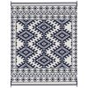 Reversible Outdoor Rug, Waterproof Plastic Straw with Carry Bag, 8' x 10', Blue & White Rhombus Border
