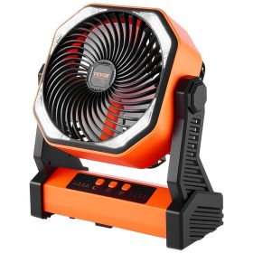 VEVOR 8 inch Rechargeable Camping Fan, Battery Operated with Light & Charging, 4 Speed Portable Outdoor Desktop Fan, 270-degree Manual Tilt for Tent