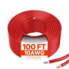 VEVOR 100FT Solar Panel Extension Cable 10AWG Waterproof PV 6mmÂ² Cable Red