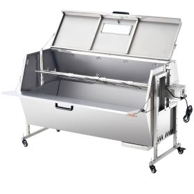 VEVOR 60W Rotisserie Grill with Hooded Cover, 56 Inch Pig Lamb Goat Rotisserie Grill Roaster, 286Lbs Capacity