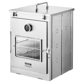 VEVOR Foldable Camping Oven, Stainless Steel Portable Camping Stove, with 3 Tier Grill, Handle and Thermometer, Use with Wood Burning Fire