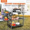 VEVOR Camping Kitchen Table, One-piece Folding Portable Cook Station with A Carrying Bag, Aluminum Camping Table 4 Iron Side Tables & 2 Shelves