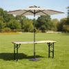 3-Piece Patio Picnic Set - 7.5ft Crank Tilt Umbrella, Heavy-Duty Resin Base, Adjustable Legs, Backyard/Garden/Campsite