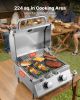 VEVOR Tabletop Gas Grill, 2-Burner Stainless Steel Portable Propane Grill, with Built-in Thermometer, Travel Locks, Weatherproof Lid, 15,000 BTU Total
