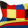[Cozy camping] 3PC Vermicelli-Quilted Patchwork Quilt Set (Full/Queen Size)